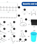 157 Piece Extra Thick Pegboard Hook Set, Heavy Duty Metal Pegboard Organizer With Storage Bins And Peg Locks, Fits Quarter Inch Pegboard Only, product layout and sizes.