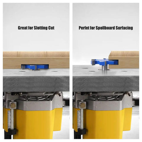 CNC Spoilboard Surfacing Router Bits Set For Woodworkers And Pros, showing use for wood planing and dado rabbet slots on CNC machine