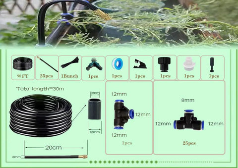Automatic Watering System For Potted Plants With 360 Degree Copper Sprinklers And Quick Connect Tubing Includes 100 Ft Distribution Pipe 25 Nozzles