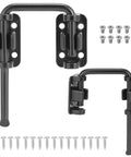 Sliding Glass Door Lock For Patios And Doors Kid Safe Lock And Loop Latch Flexible Install For Uneven Doors Hardened Steel Construction Black Extra Home Security Two Pack, shown with screws and components.