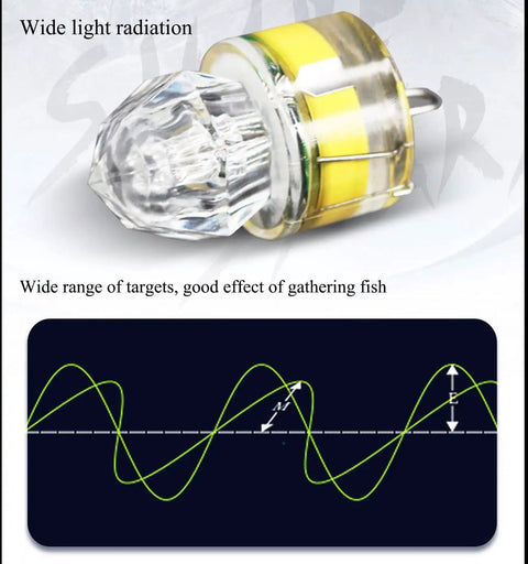LED Underwater Fishing Lights 10 Pack Deep Drop Lights Waterproof Diamond Tubular Colorful Lure Lights Attractants For Tuna