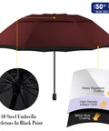 Portable Patio Umbrella With Solid Clamp Mount For Beach Chairs And Golf Carts, No Fuss Manual Open Close, Heavy Duty Sunshade Delivers Top Shelf UV Block And Swift 360 Swivel Base For Laidback Outdoor Chill Days (43 Inch Wine) showing 10 steel skeletons and water-repellant fabric.