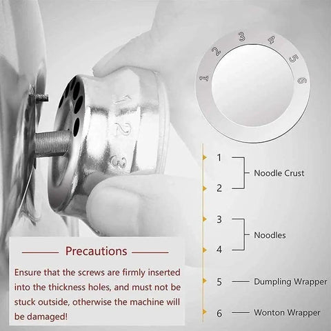 Adjustable thickness dial for Multifunction Electric Noodle Machine With Heavy Duty Stainless Steel Frame, Automatic Pasta Maker.