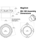 Magnetic Dryer Vent Coupling For 0 To 3 Inch Offsets Self Aligning 4 Inch Dryer Hose Connector UL 2158A dimensions chart