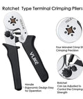 Ferrule Crimping Tool Kit With 1200 Insulated Tinned Copper Ferrules featuring ergonomic nylon handle wire pliers