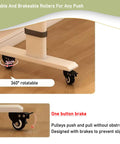 Close-up of wheels on the Straight Up Durable Height Adjustable Overbed Table With Easy Glide Locking Casters for smooth movement.
