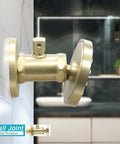 Solid Brass Shower Body Jets With Adjustable Flow For High Pressure Massage Round Spa Spray Jets For Concealed Wall Mounting Brushed Gold Finish Independent On Off Control 4 Pack Great For A Home Spa Upgrade, close-up side view