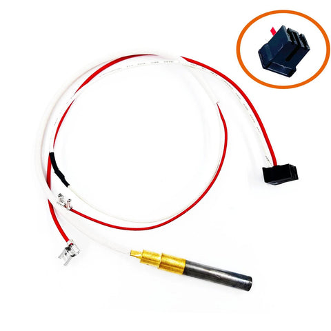 Milivolt thermopile replacement assembly for gas water heater with red/white leads and brass probe