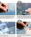 Steps for using the Windshield Repair Kit Two Piece Car Glass Fix Set With Nano Resin Filler For Chips And Cracks