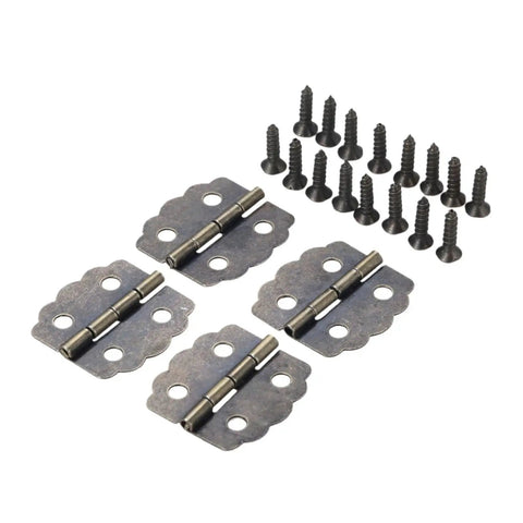 Metal Rotating Concealed Hinge Set Four Pieces For Kitchen Cabinets And Furniture Doors with screws shown
