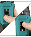 Compact 12V Max Cordless Driver Drill With Three Eighths Inch Chuck Dual Speed 0 To 450 And 0 To 1700 RPM switch close-up