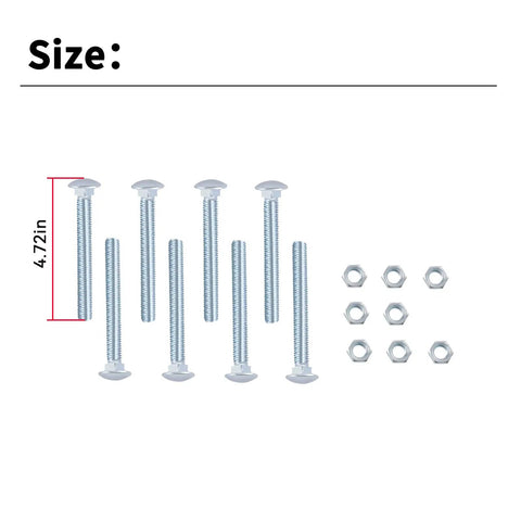 Heavy Duty Truck Bed To Frame Bolt And Nut Kit For Ford F150 F250 F350 1987 To 1996 set of bolts and nuts, 4.72 inches long, zinc-coated.