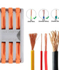 10 Pack Compact Lever Wire Nut Connectors For 3 Circuit Inline Splices 28 12 AWG with wire types illustration
