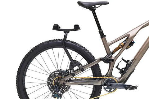 Spider Rear Rack And Bar Cradle For MTB And eMTB Quick Release Bike Rack System Built For Any Adventure shown on a mountain bike