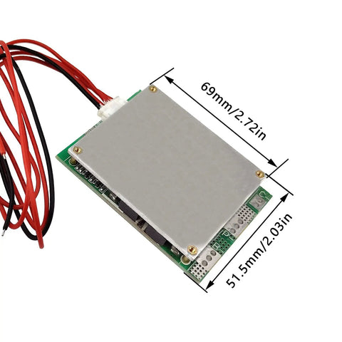 Beefy 4S 100A 12V BMS Protection Board With Smooth Cell Balancing For LiFePO4 Battery Banks, dimensions shown with wires.