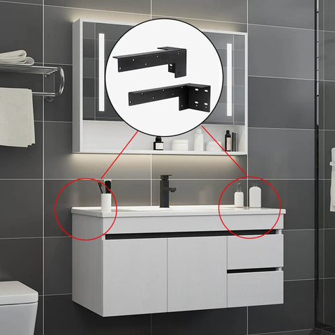 Heavy Duty Metal Shelf Brackets For Wall Mounting shown in a modern bathroom setup
