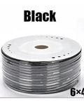 Built Tough Top Shelf Polyurethane Air Hose For Air Compressors And Pneumatic Tools 6Mm Od 4Mm Id Black 100 Meter Roll Kink Free Smooth Bore High Elasticity Worksite Ready Tubing Line, close-up of a black roll.