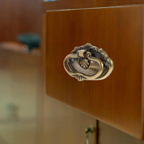 Stylish Metal Case Handles And Wooden Drawers Pulls For Cabinet Knobs Replacement Kit, Durable Hardware For Dresser And Cupboard With Easy Install And Exquisite Look That Slays, ornate gold metal drawer pull on wooden cabinet front