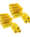 40 Piece Yellow Sponge Texture Paint Roller Set For Slapping On Sick Embossed Wall Finishes On Heavy Duty Exterior House Jobs With Quick Swap Roller Cover Replacements And Thick Nap Plaster Stencil Kit, showcasing multiple yellow sponge rollers.