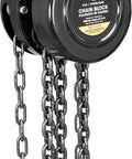 Manual Chain Block Hoist 1 Ton Capacity With 2 Heavy Duty Hooks, Steel Hand Lift, 8 Ft Lift, Black Oxide Chains