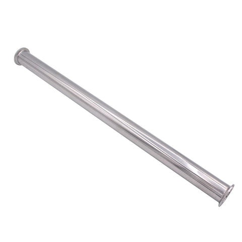 Stainless steel sanitary spool tube with flange ends for tri-clamp connections, 24 in length