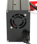 24V 10A floor scrubber charger with SB120 red connector for lead acid wet AGM batteries, rear view of casing and power cord