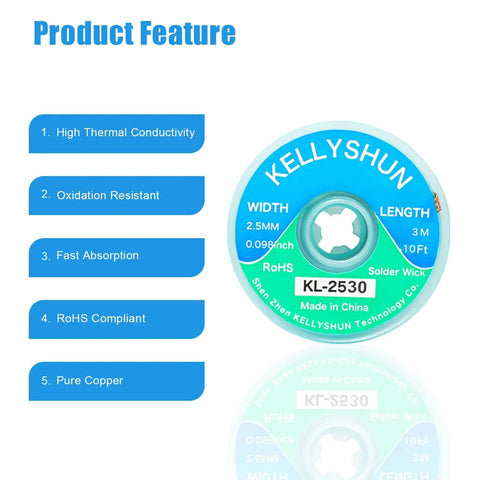 Desoldering Wick And No Clean Flux Paste Kit For Electronics Repair No Residue Solder Flux Paste Low Smoke RoHS Compliant