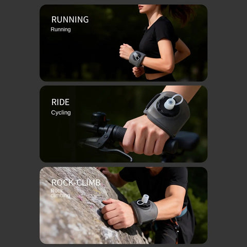 Wrist Water Bottle On The Go 200ml Leak Proof No Spill Hydration Gear With Silicone Strap for running, cycling, and rock climbing