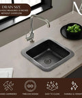 Glasgow 12-Inch Dual Mount Bar Prep Sink Hand Hammered Matte Black Aluminum Drop-In Or Undermount Kitchen Sink shown in a modern kitchen setup.