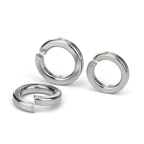 316 Stainless Steel Spring Lock Washers Set For Bolts M1.6 To M30, Split Ring Elastic Washers, Vibration Proof Locking, Corrosion Resistant Marine Grade, Complete Sizes Kit Including M16 And 10 Pieces Heavy Duty. split lock washers shown in three sizes