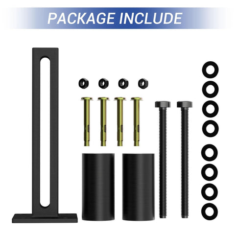 Package contents of Heavy Duty Adjustable Gate Guide Roller for 4 Inch Thick Sliding Gates with Quiet Nylon Wheel Pulley.