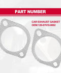 2 Pack Heavy Duty Exhaust Manifold Gasket 3 Inch 2 Bolt Flange Replacement Universal Fit For Cars And Trucks High Heat Resistant Rock Solid Engine Seal Zero Blowouts in silver steel finish.