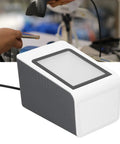 Hands Free Desktop Barcode Scanner USB Wired QR Code Reader For PC And POS with white housing and black top panel.