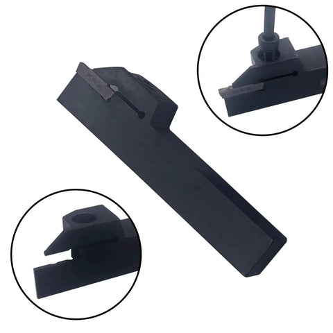 Lathe Grooving Tool Holder MGEHR1616-2 With 11 MGMN200-G Indexable Carbide Inserts, durable 40Cr steel in close-up view