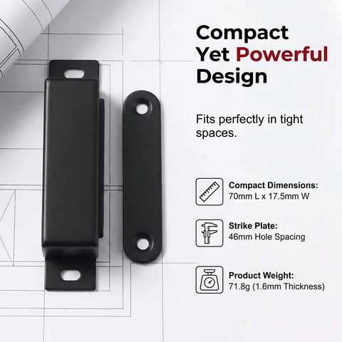 Beefy 30 Lb Pull Heavy Duty Cabinet Magnetic Catch With Stainless Steel Door Latch dimensions shown