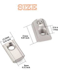 Set Of Fifteen Five Sixteenth Inch Eighteen Thread T Nuts Spring Loaded With Ball Bearings In Silver Zinc Plated Carbon Steel, size diagram