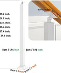 Adjustable 270 Degree Floor Mount Stair Railing With Square Metal Spindles White Banister Post dimensions of 65 to 100 cm height
