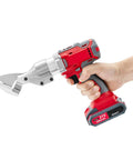 Go-To 21V Cordless Metal Shears With Two Speed Settings, Electric Metal Cutter For Sheet Metal, Heavy Duty 600W Power, Swivel Head For Tight Cuts, Durable Chrome Vanadium Blade, Fast, Smooth, Portable Beast. Hand-held cordless metal shears with chrome blade.