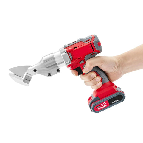 Go-To 21V Cordless Metal Shears With Two Speed Settings, Electric Metal Cutter For Sheet Metal, Heavy Duty 600W Power, Swivel Head For Tight Cuts, Durable Chrome Vanadium Blade, Fast, Smooth, Portable Beast. Hand-held cordless metal shears with chrome blade.