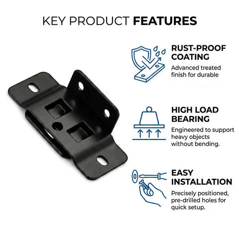 Beefed-Up 20 Pack Quick Fitting Furniture Joint Brackets For Wood Cabinets Chairs And Tables Heavy Duty Right Angle L Braces And Corner Brackets Black