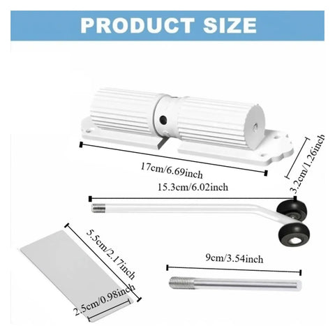 Easy Install Automatic Door Closer With 180 Degree Opening And Adjustable Closing Speed, Rust Proof Silver Finish dimensions