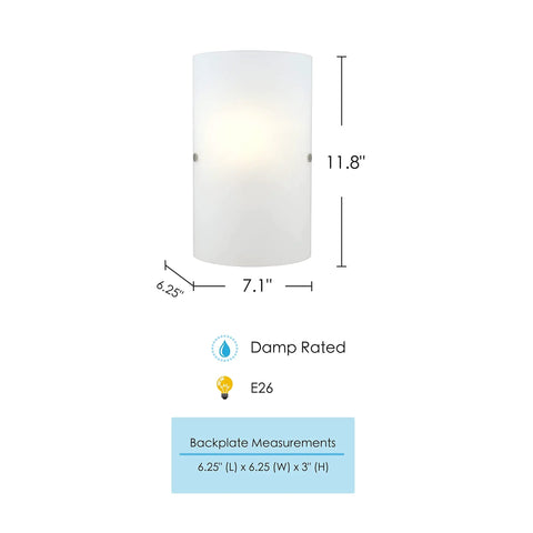 Modern Dimmable Led Bathroom Wall Sconce Vanity Light With Frosted Milk Clear Shade Nickel Finish dimensions and details