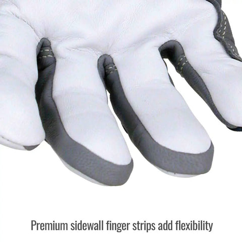 Premium Grain Goatskin TIG Welding Glove With Flame Resistant Cotton Kevlar Stitching close-up on flexible finger strips