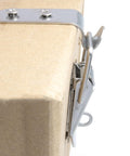 Side view of Heavy Duty Beefy 304 Stainless Steel 90 Degree Latch Kit on a wooden box showing rust proof toggle.