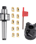 Face Mill Kit With MT2 FMB22 Holder - CNC Indexable High Speed Milling Cutter Kit, 400R-50-22, 10 APMT1604 Inserts