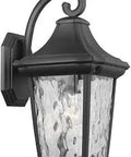Marquette Collection 1 Light Outdoor Wall Lantern in Textured Black With Clear Water Glass