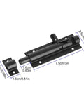 4 Pack Barrel Bolt Latch Black Slide Door Lock 3 Inch Security Lock Aluminum Alloy for Home Yard Garden Includes Screws and DIY Friendly Surface Mounted Installation for Indoor Outdoor Protection, product shown with dimensions.