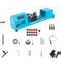 Powerful 150W Mini Lathe Machine For Buddhas And Beads DIY Rocking Stone Rotary Carving Tool with accessories arranged.