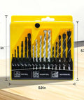 Beefy 16-Piece Drill Bit Set For Metal, Wood, Plastic, And Drywall Includes 6 Twist Bits, 5 Woodworking Bits, 5 Masonry Bits