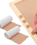 Killer Grip Peel And Stick Cork Bumper Pads For Kitchen Cabinets Furniture Drawers Self Adhesive Dots shown on a wooden frame.